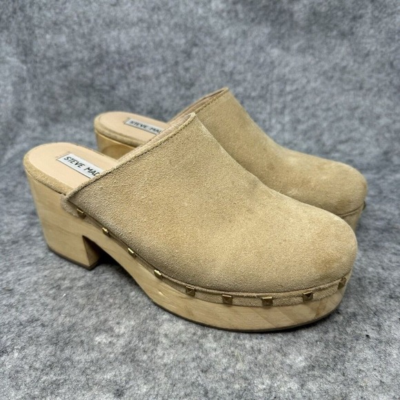 Steve Madden Shoes - Y2K STEVE MADDEN Wood Platform Clogs Womens Shoes Size 7.5 Chunky‎ Suede Hippie